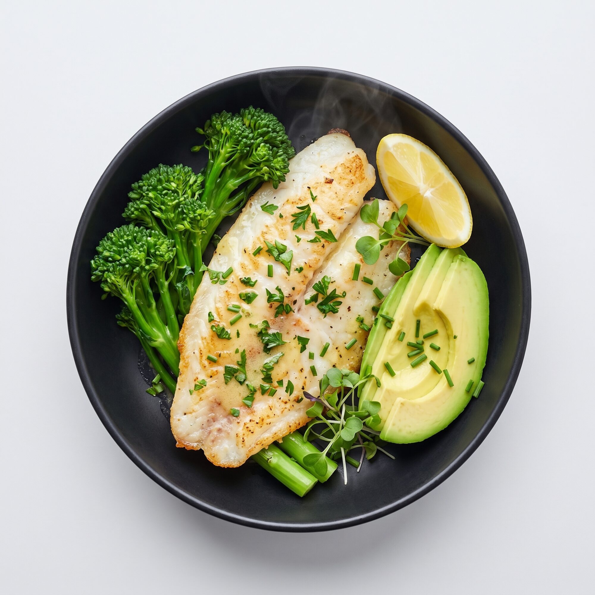 Tilapia al limón con brocolini y aguacate — Plan Deep Sleep de Xmeals Miami