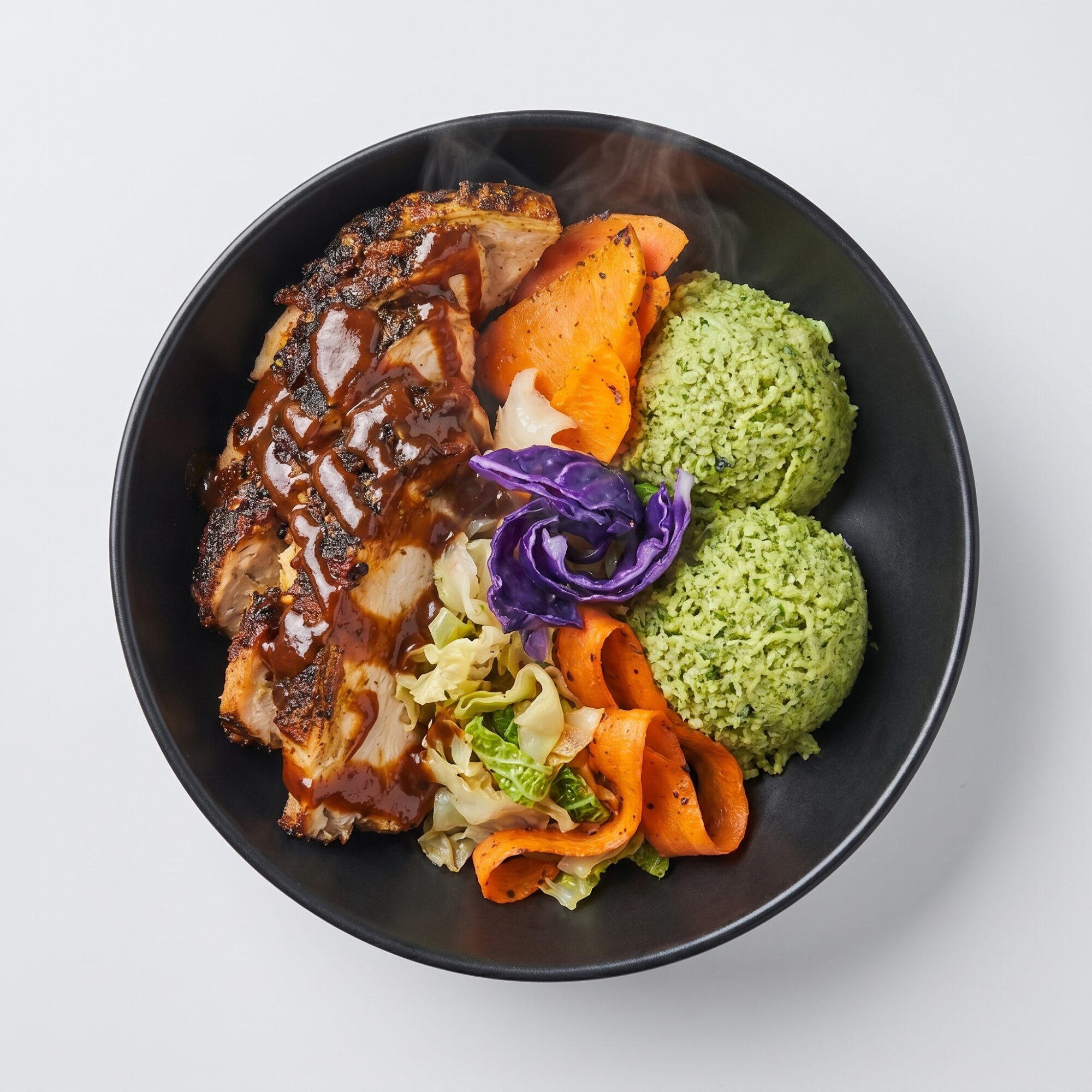 Pollo BBQ ahumado con arroz al cilantro y vegetales asados — Plan Total Care de Xmeals Miami