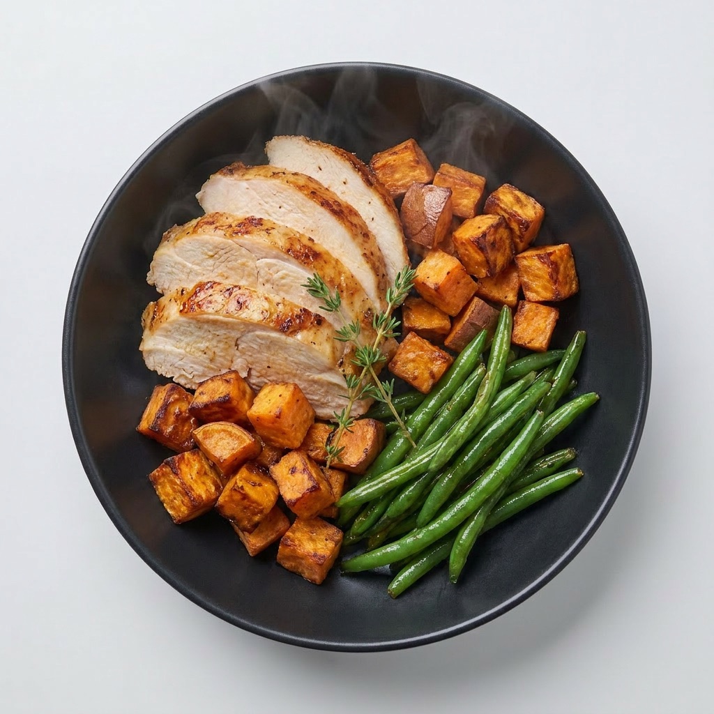 Pavo rostizado con batata asada y habichuelas verdes — Plan Total Care de Xmeals Miami